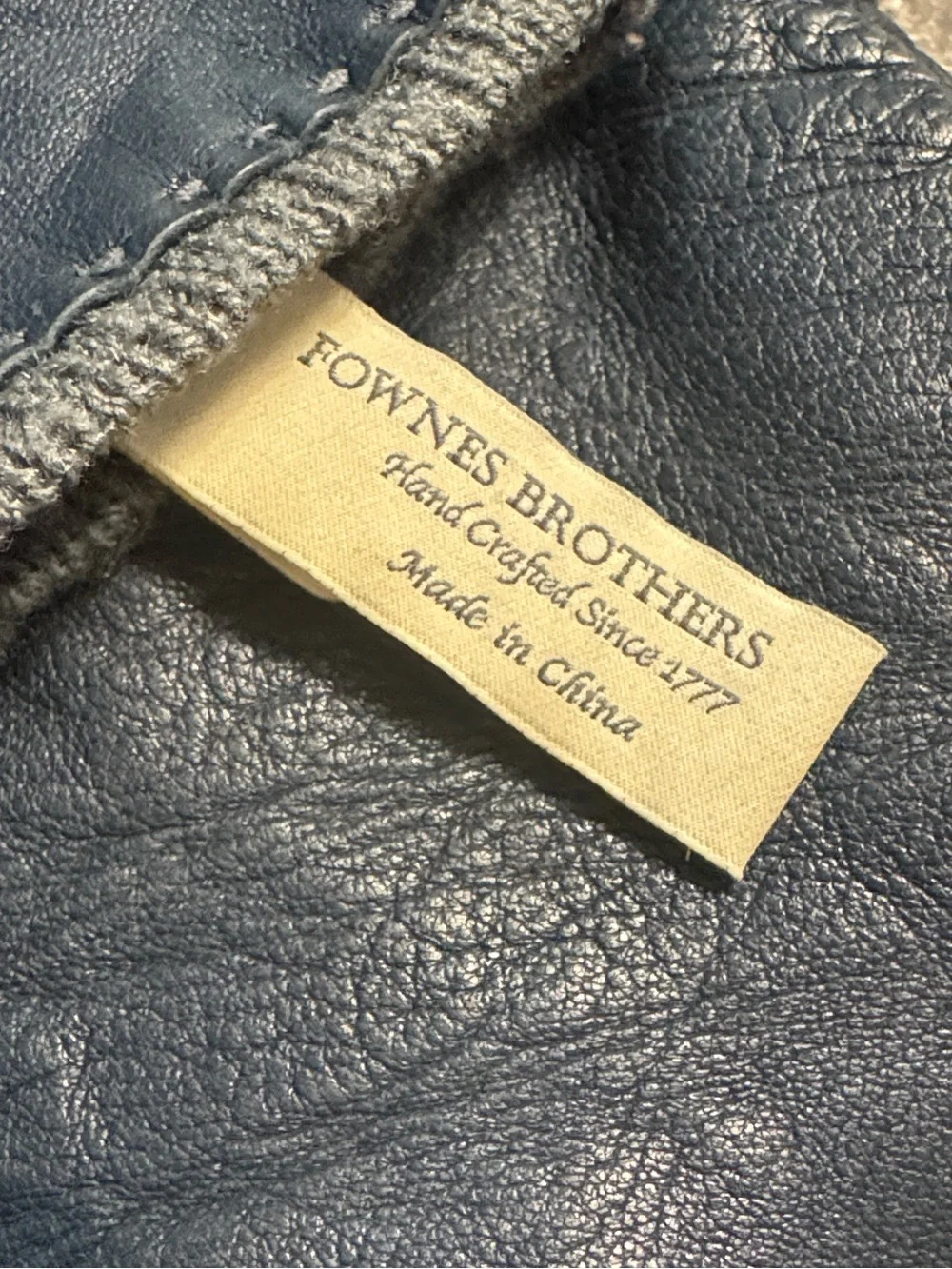 Vtg Fownes Brothers Blue Genuine Leather Gloves Acrylic Lining Women Small Sz 8